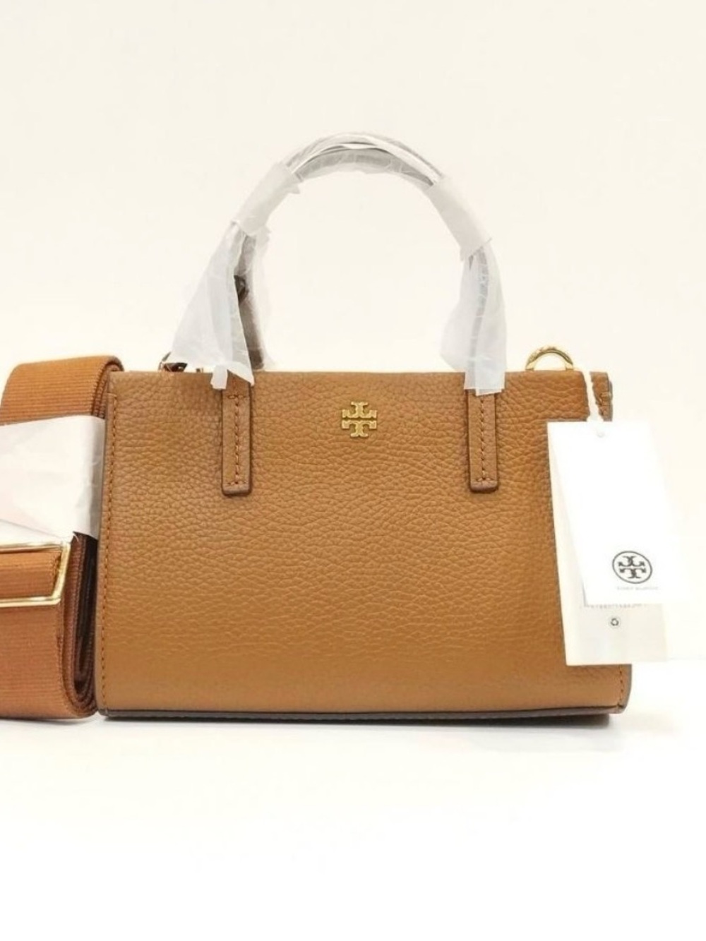 🔥NWT Tory Burch Blake Mini Tote in Cortado brown pebbled leather features gold🔥 - Picture 4 of 16